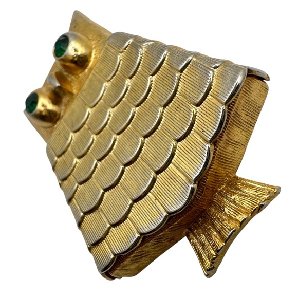 Avon Owl Brooch Set w Original Solid Perfume Rhinestone Eyes Gold Tone Vintage - Picture 7 of 8